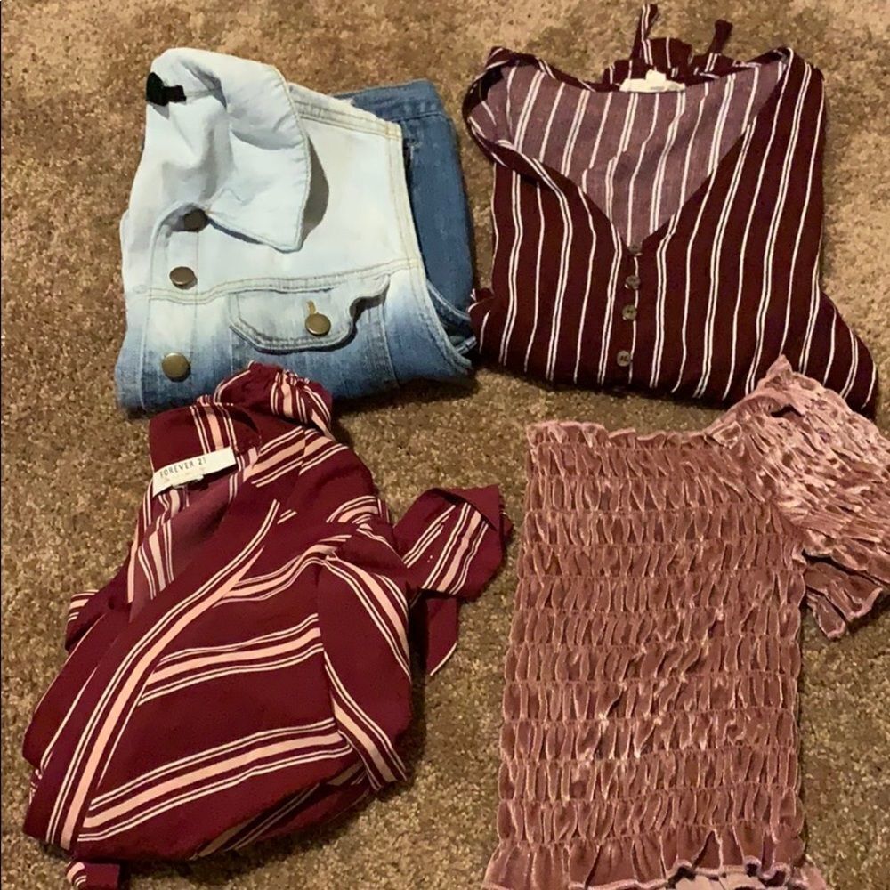 Summer Bundle crop tops and vest. 4 in all. Small
